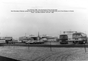 Trans Olympe aux JO de Grenoble = Gare d'Alpexpo, garages poids-lourds