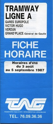 fiche horaire de la ligne A du 3 août 1987 fiche horaire de la ligne A du 3 août 1987